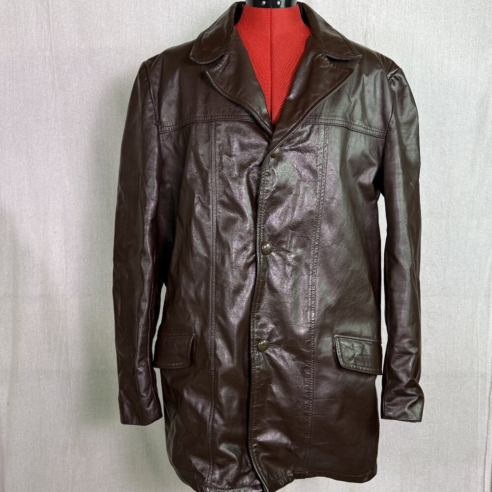 Vtg Cooper Coat Mens 42 L Brown Leather Jacket Removable Faux Fur Lined Made USA